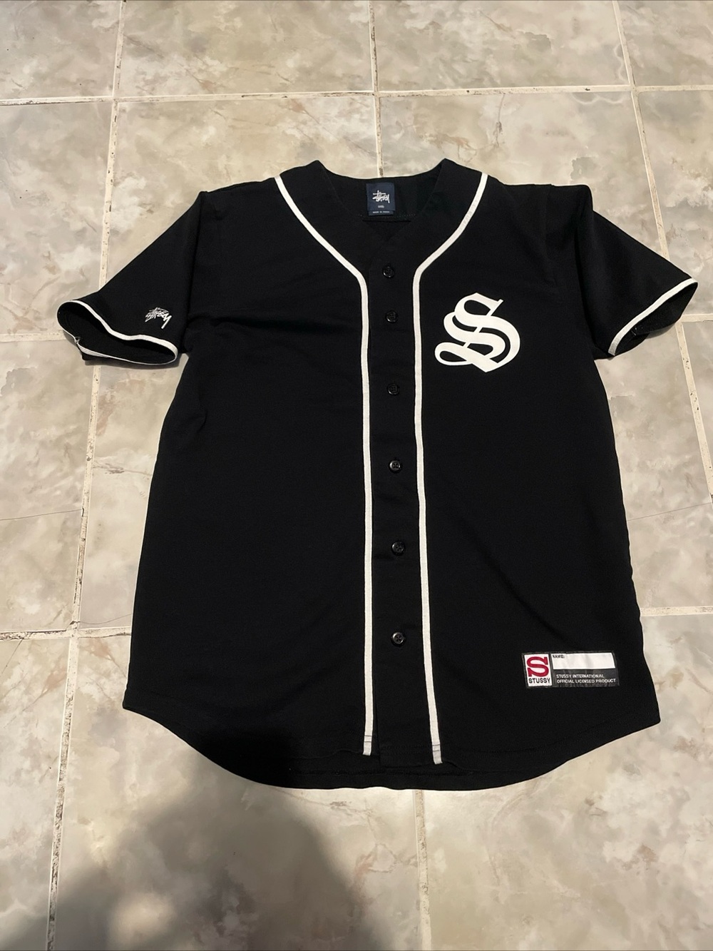 Stussy Baseball Jersey Men’s Small Button Up Black White